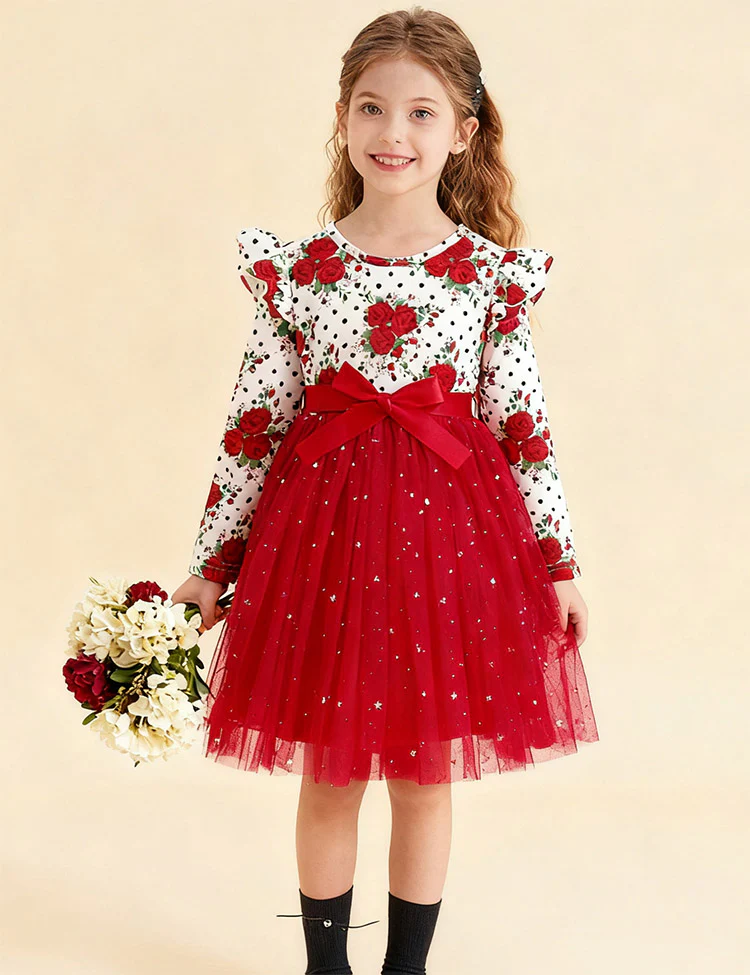 Valentine's Day Rose Long Sleeve Dress - Image 4