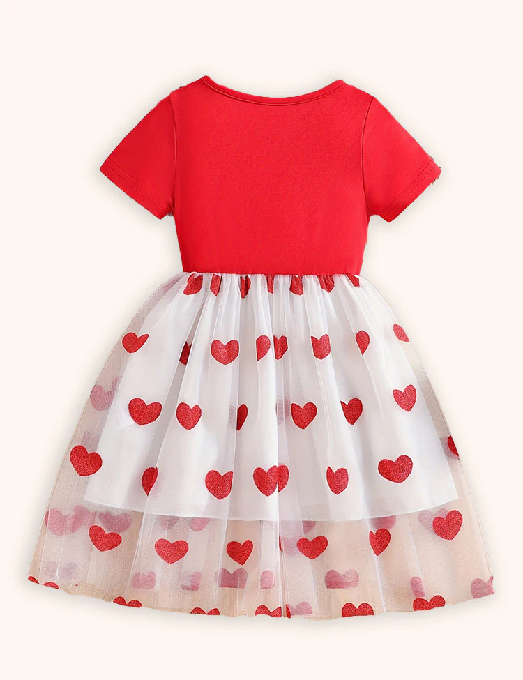Valentine's Day Tulle Heart Print Dress - Image 2