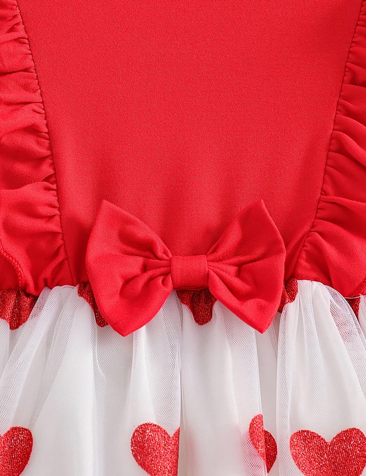 Valentine's Day Tulle Heart Print Dress - Image 3