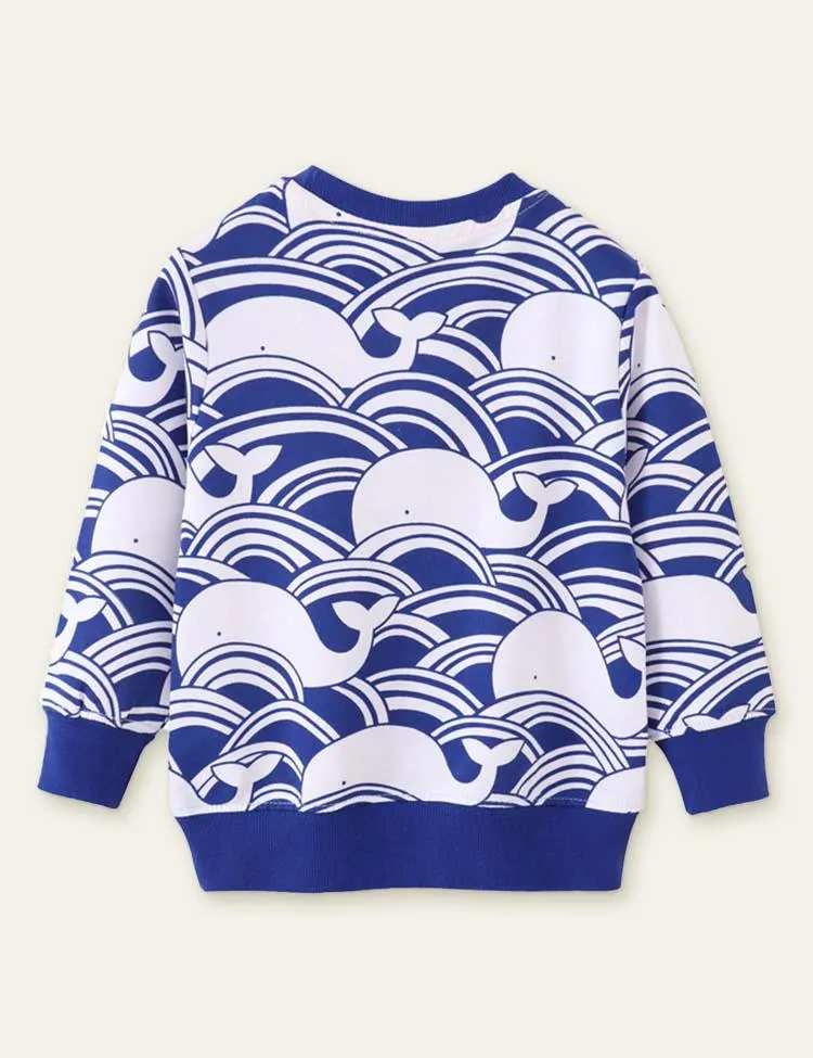 Whale Wave Printed Sweatshirt - Image 2