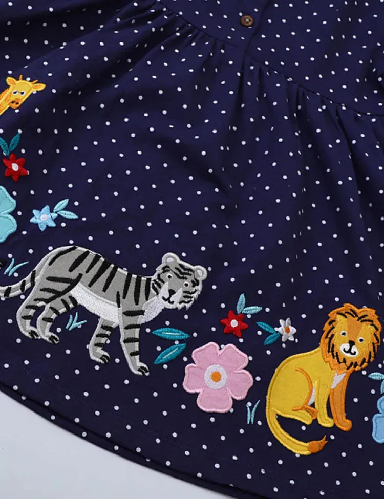 Wild Animal Appliqué Chest Button Dress - Image 2