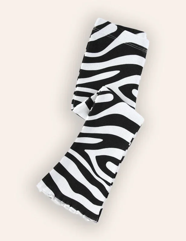 Zebra Striped Flared Leggings - Image 2